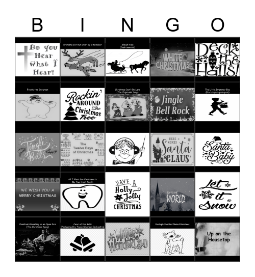 Christmas Song Bingo Card