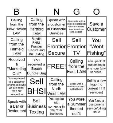 Frontier Business  Bingo Card