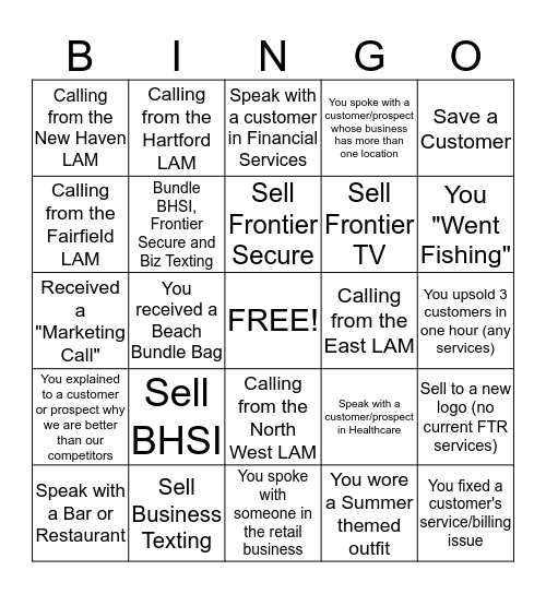 Frontier Business  Bingo Card