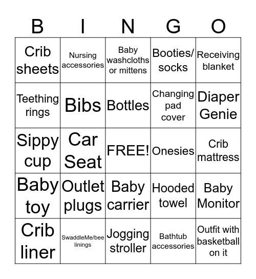 Samantha's Baby Shower BINGO! Bingo Card