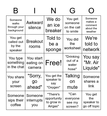 Airgas Trainee Bingo Card