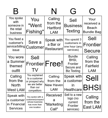 Frontier Business Bingo Card