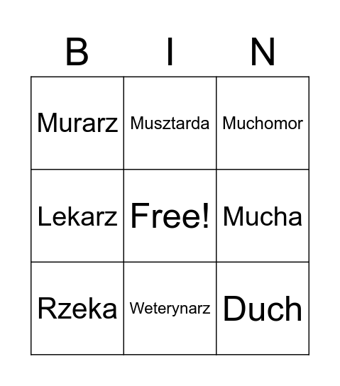 ortograficzne Bingo Card
