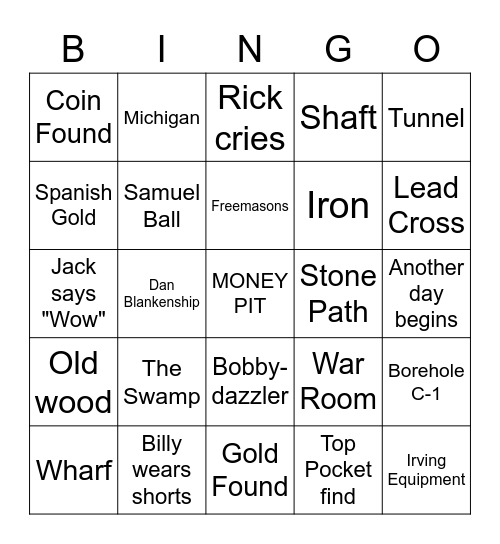 THE CURSE OF OAK ISLAND BINGO Card