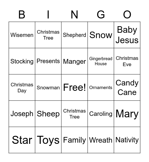 Christmas Bingo Card