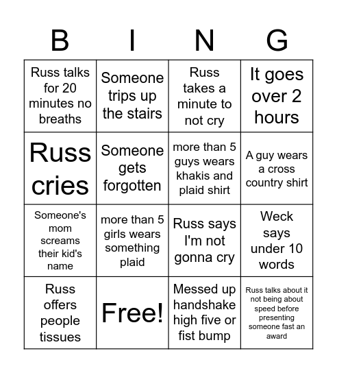 XC Banquet lol Bingo Card