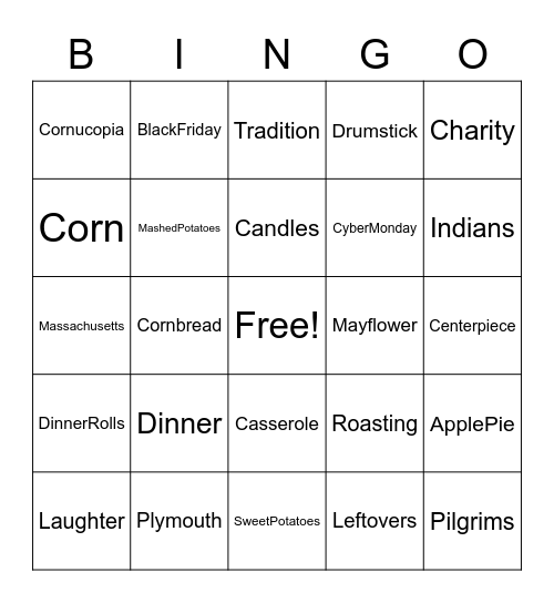 Thanksgiving Bingo Card