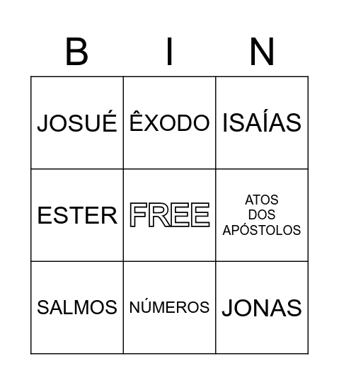 LIVROS DA BÍBLIA Bingo Card