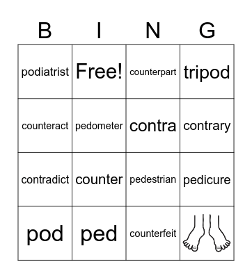 Vocabulary Lesson 5 Bingo Card