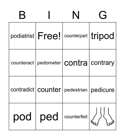 Vocabulary Lesson 5 Bingo Card