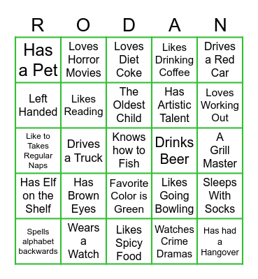 Rodan Builders Bingo Card
