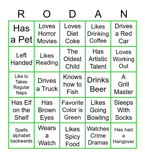 Rodan Builders Bingo Card