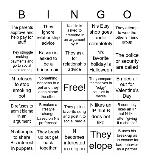 B&N w/o Books Bingo Card