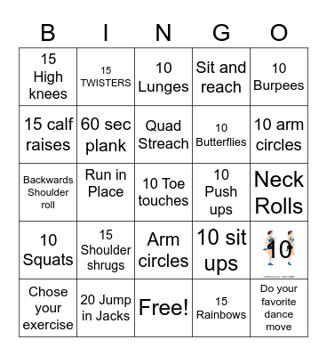 Fitness Bingo Card