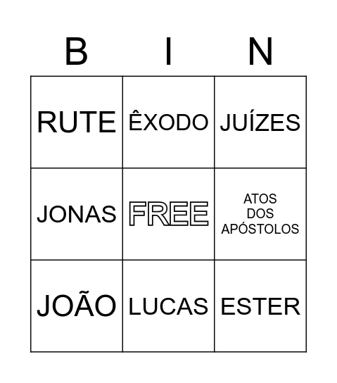 LIVROS DA BÍBLIA Bingo Card