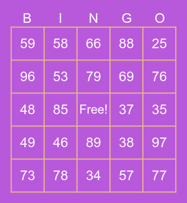 Addition Without Regrouping Bingo Card
