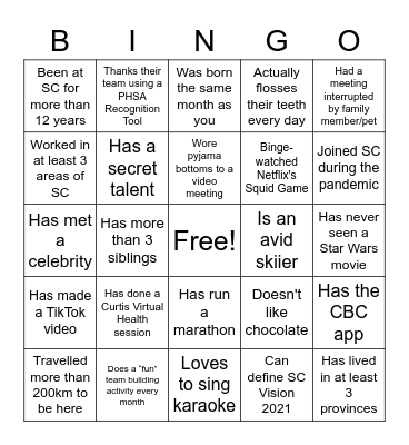Find Someone Who... Bingo Card