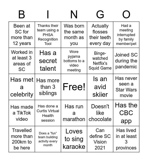 Find Someone Who... Bingo Card