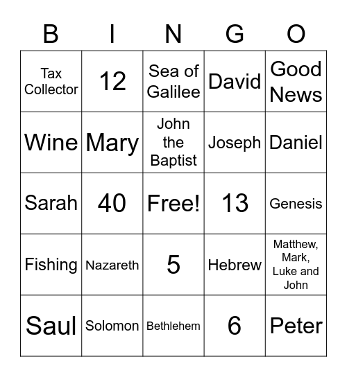 Bible Bingo Trivia Bingo Card