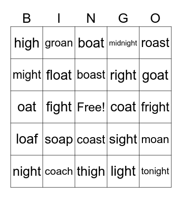 oa  igh Bingo Card