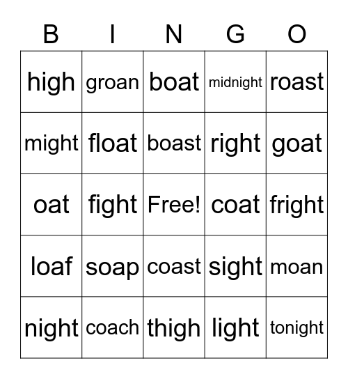 oa  igh Bingo Card