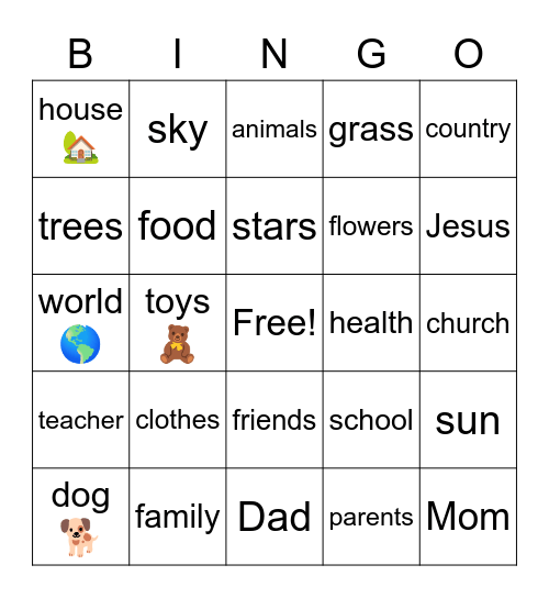 Thanksgiving Bingo Card