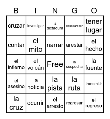 Spanish Bingo Card