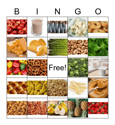 "Everyday Foods" Bingo Card