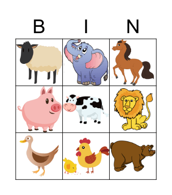 Animal Bingo Card