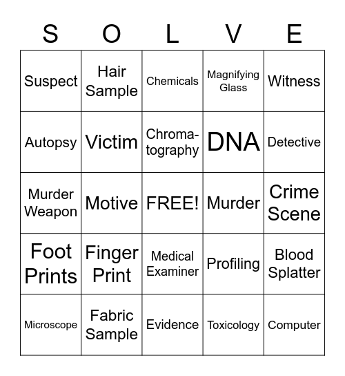 Solve the Crime Bingo Card