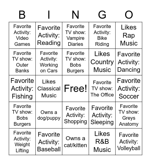 Wave Time Bingo Card