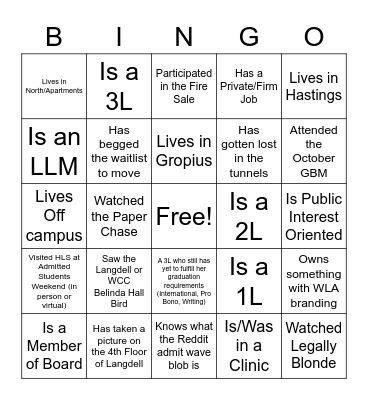 WLA Bingo Card