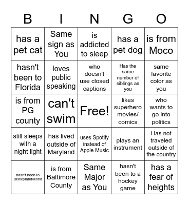 Find Someone Who... Bingo Card