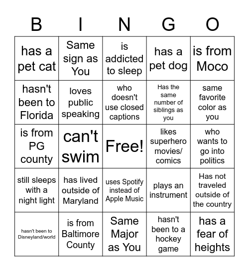 Find Someone Who... Bingo Card