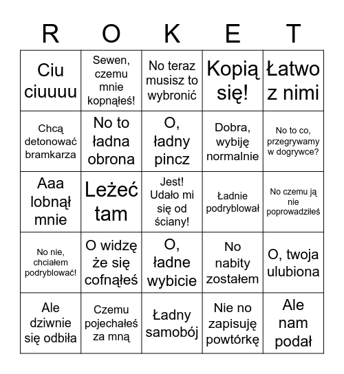 Rocket bingo Card