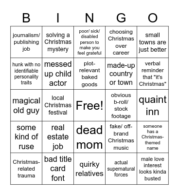 christmas romcom bingo Card
