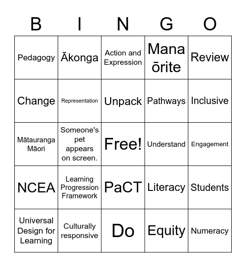 NCEA Accord Zoom Bingo Card