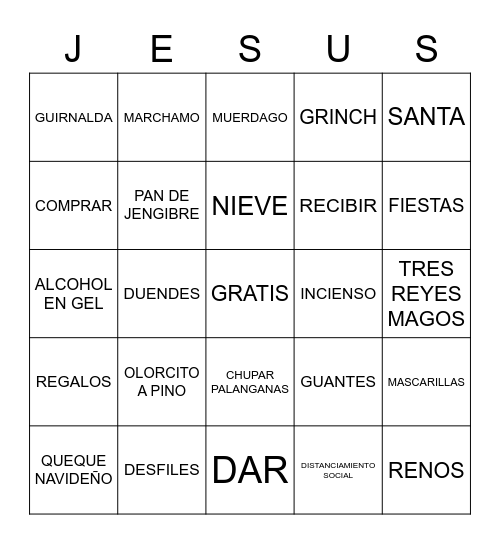 NAVIDAD Bingo Card