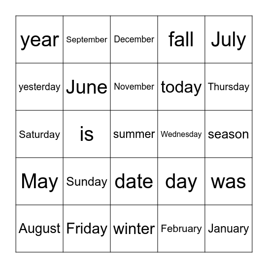 el calendario Bingo Card