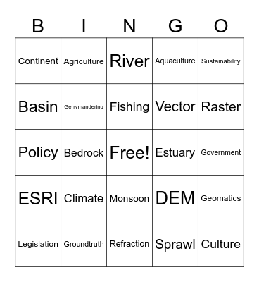 Geography Bingo Card