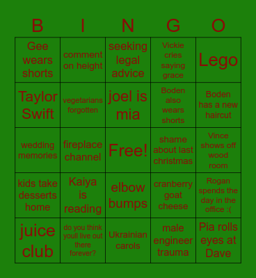 Hlady Xmas Bingo 2021 Bingo Card
