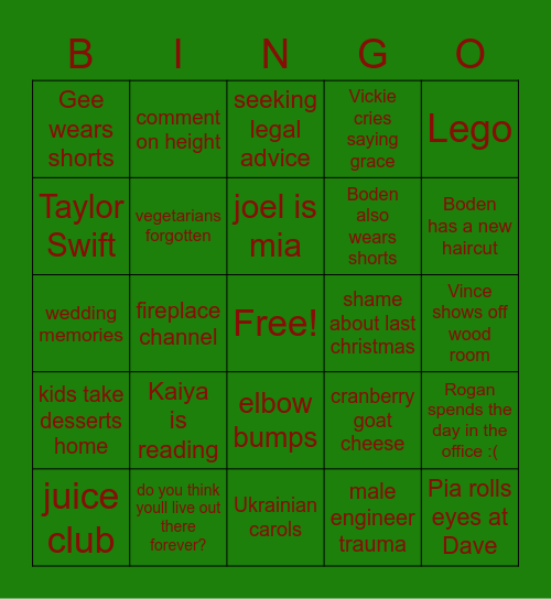 Hlady Xmas Bingo 2021 Bingo Card