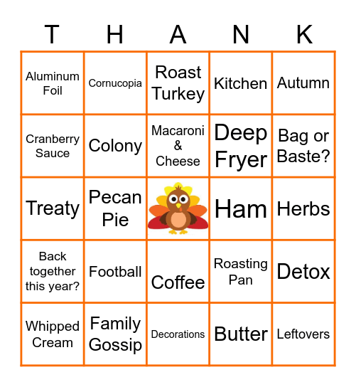 DFI Thanksgiving Bingo! Bingo Card