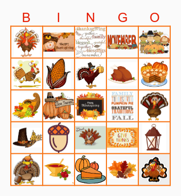 Happy Thanksgiving Bingo Card