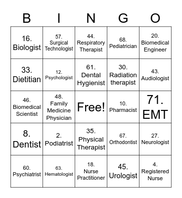 JFK MEDICAL CLUB Bingo Card