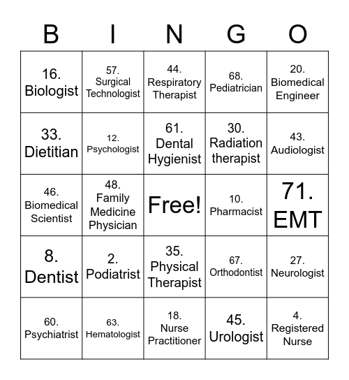 JFK MEDICAL CLUB Bingo Card