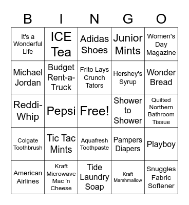 HOME ALONE PRODUCT PLACEMENT Bingo Card