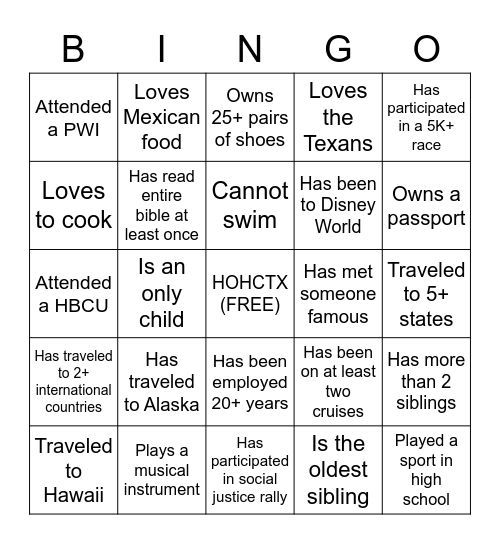 HOHCTX Jesus, Jerseys, & Jean Bingo Card