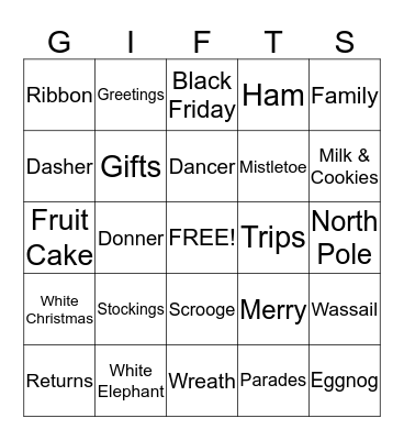 Holiday Bingo Card