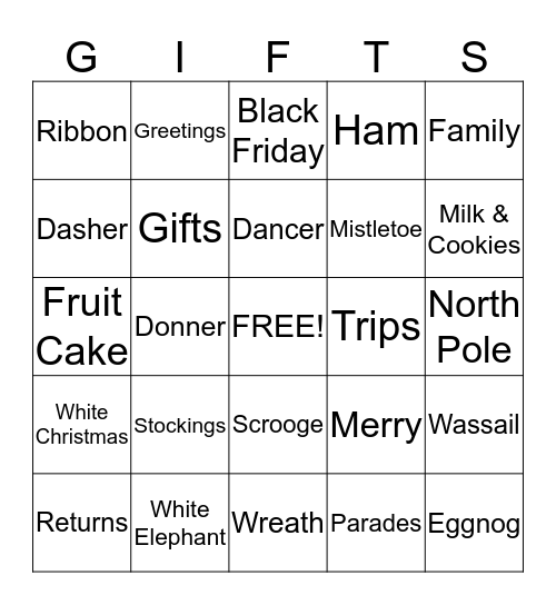 Holiday Bingo Card